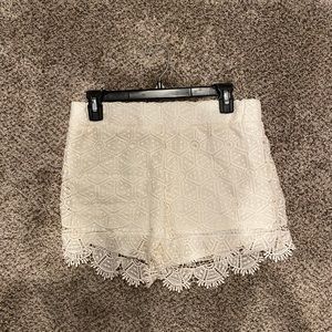 Off white lace shorts with liner